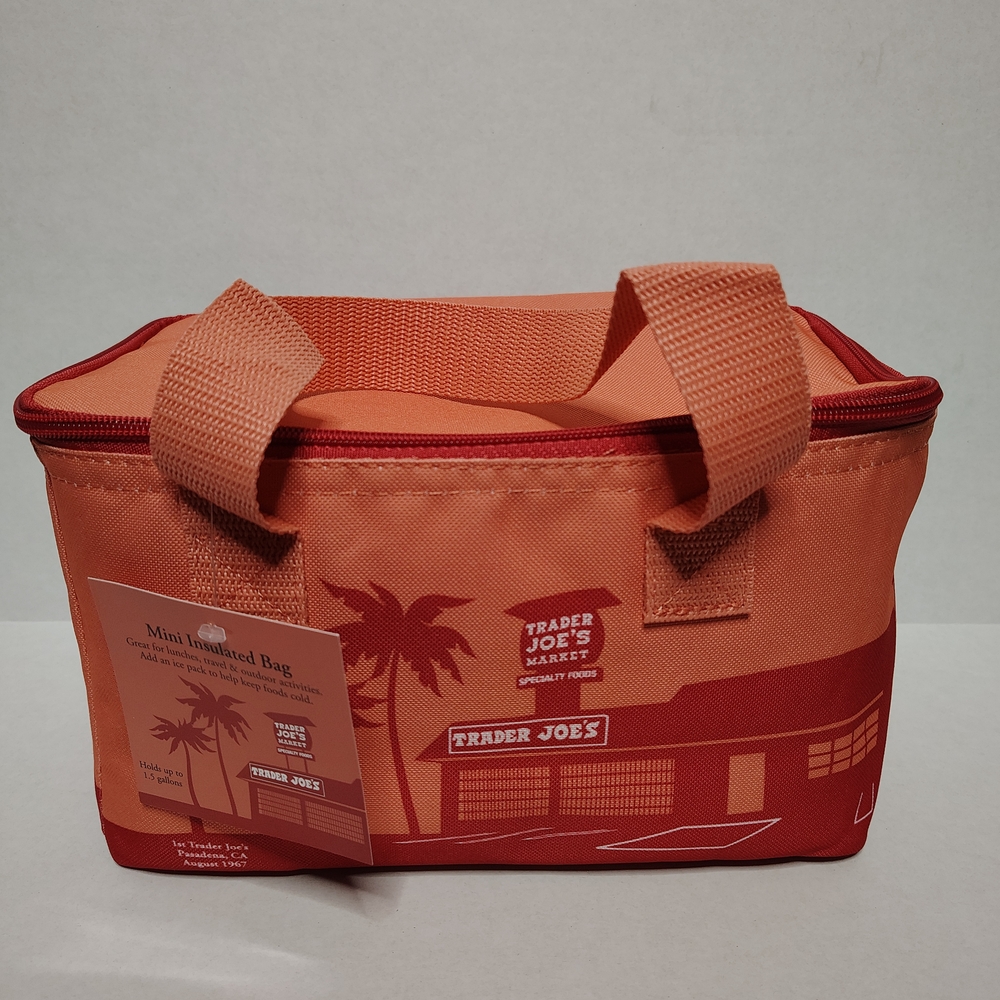 Trader Joe’s Mini Peach Orange Insulated Tote Bag Limited Release New